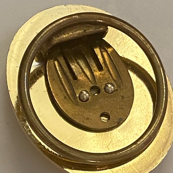 Scarf Clip Mother of Pearl Brass Rose Western Germany Cottagecore Granny Chic - Picture 4 of 4